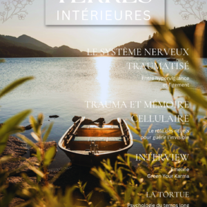 couverture du magazine terres intérieures avec une barque sur un lac en fin de journée