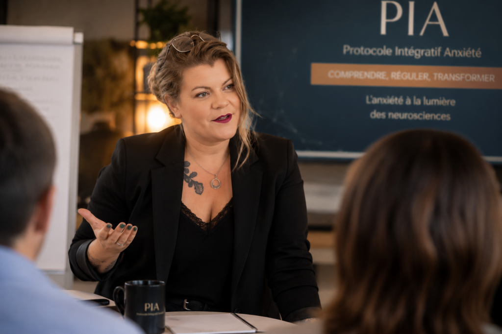Formatrice dispensant aux professionnels PIA - protocole intégratif anxiété